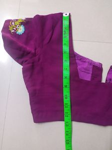 Dark Purple Hand Made Embroidery Saree