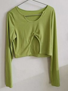 Green Cutout Crop Top