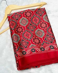 Elegant Red Printed Saree