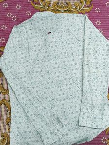 White Printed Short Kurta.
