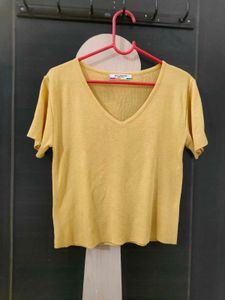 Yellow Knitted Crop Top