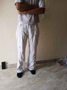 White Baggy Cargo Pants (Unisex)
