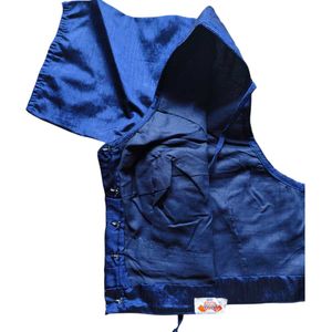 Women Readymade Raw Silk Half Sleeve Blue Blouse