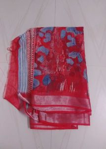 Red Floral Saree,wore once