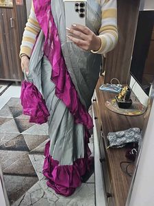 Elegant Grey & Pink Saree