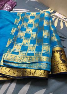 Blue & Gold Saree