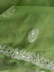 Green Embroidered Sheer Top