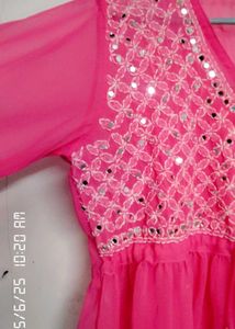Angrakha pattern Chikankari work kurti