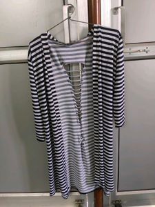 Striped Open Cardigan