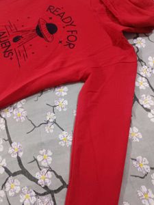 Red Graphic Print Hoodie