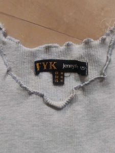 Grey Frayed Hem Crop Top