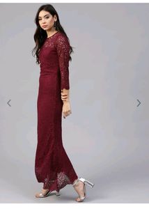 Athena Burgundy Lace Maxi Dress