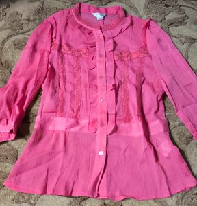 Pink Ruffle Blouse