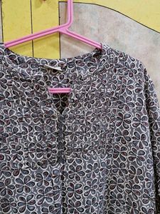 Grey Floral Pattern Kurti