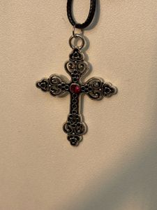 Gothic Grunge Red Cross Necklace