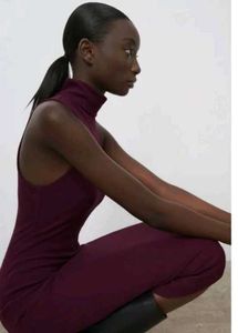 ZARA Burgundy Bodycon Midi Dress
