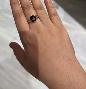 Black Stone half moon Ring