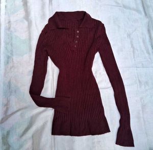 Printerest Burgundy Ribbed Knit Top