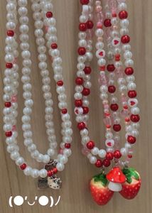 Strawberry Beaded Charm Necklace 🍓