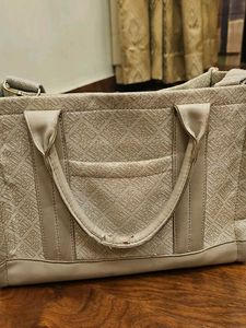 Patterned Beige Tote Bag
