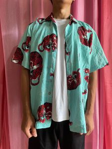Tiger Print Button-Down