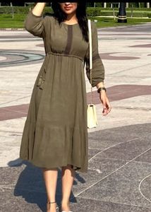 Elegant Olive Green Midi Dress