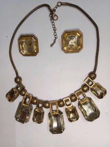 Vintage Gold-Tone Necklace & Earring Set