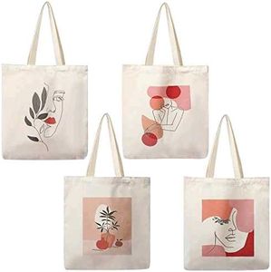 Abstract Face Embroidered Tote Bag