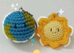 Earth and Sun Crochet Keychain Combo