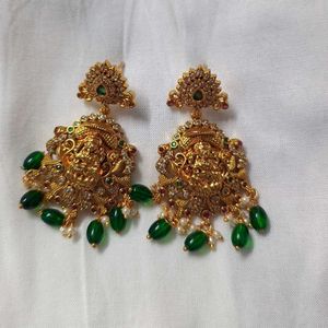 Elegant Gold-Plated Goddess Lakshmi Earrings