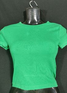 H&amp;M Green Ribbed Crop Top