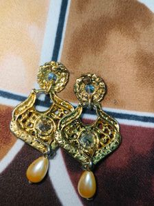 Vintage Orange Stone Drop Earrings
