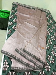 🥳mauve Pink Color Embroidery Saree🥳