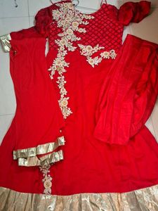 Elegant Red Embroidered Saree