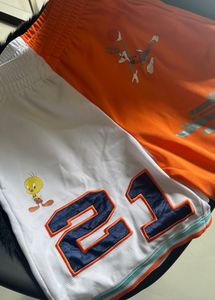 White And Orange Basketball Shorts