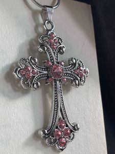 Chunky Rose Quartz Cross Charm