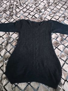 Cozy Black Knit Sweater Dress