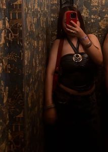 A Charcoal Black Strapless Halterneck Top.