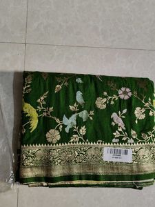 Green Banarasi dola Silk Saree