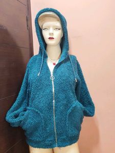 Teal Fleece Zip-Up Hoodie