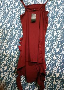 Spaghetti Strap Slower Applique High-Low Dress