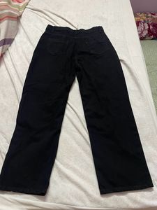 Black Denim Wide Leg Jeans