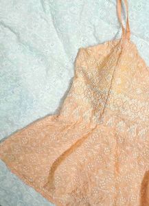 Peach Floral Peplum Tank Top
