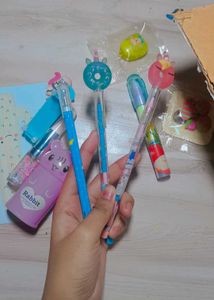 Stationery Set Of 12 Kawaii Cute Pink+Blue+Green