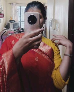 Red Baroque Print Saree