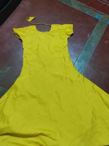 Yellow Embellished Anarkali Dress