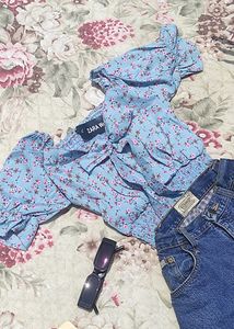 Beautiful Blue Korean Crop Top