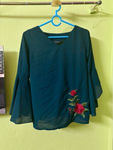 Stylish Green Embroidered Top