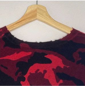 Y2K Long Sleeve Red Camo Top