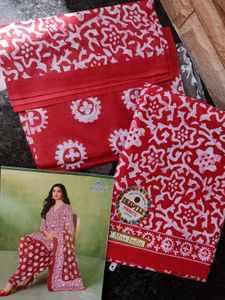Red &amp; White Salwar Kameez Suit Material- New